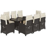  9-dijelni vrtni blagovaonski set s jastucima crni od poliratana | shoptok.hr