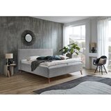 Meise Möbel Svetlo siva oblazinjena zakonska postelja s prostorom za shranjevanje z letvenim dnom 160x200 cm Riva – | Shoptok.si