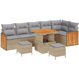  Vrtna sedežna garnitura 9 pcs Bež in svetlo siva poli ratan, (5000134224) | Shoptok.si