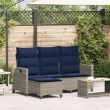 vidaXL Ležeči vrtni kavč z blazinami v obliki črke L Siva Poly Rattan | Shoptok.si