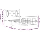 Metalni Kovinski posteljni okvir z vzglavjem in vznožjem bel 100x190 cm | Shoptok.si