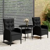  3-dijelni vrtni bistro set od poliratana crni | shoptok.hr