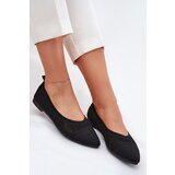 Boto Black Eco-Suede Ballerina Flats with Buckle Anlofi | shoptok.hr