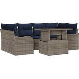 vidaXL Vrtna sedežna garnitura z blazino 7 pcs Siva Poly ratan, (5000022015) | Shoptok.si