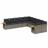  10-dijelni set vrtnih sofa od poliratana s jastucima sivi | shoptok.hr