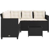 vidaXL Vrtna sofa L-oblika sa stolom i jastucima crna od poliratana | shoptok.hr