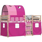 vidaXL krevet na kat sa zavjesama ružičasti 90 x 200 cm od borovine | shoptok.hr