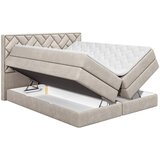 MID.YOU POSTELJA BOXSPRING 160 cm x 200 cm , tekstil, leseni material bež | Shoptok.si