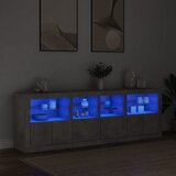  Komoda s LED svjetlima siva boja betona 202x37x67 cm | shoptok.hr