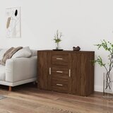  Komoda rjav hrast 91x29,5x65 cm inženirski les Cene