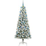 vidaXL Umjetno božićno drvce s nogom Zelena i bijela 210 cm PVC | shoptok.hr