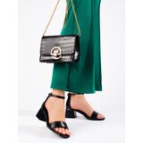 VINCEZA Black classic sandals on a low post | Shoptok.si