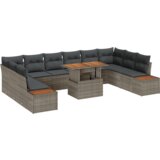 vidaXL set vrtnih kauča od 11 dijelova s jastučićima siva poli ratan | shoptok.hr