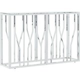vidaXL Konzolna mizica srebrna 110x30x70 cm nerjaveče jeklo in steklo | Shoptok.si