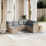  7-dijelni set vrtnih sofa s jastucima bež od poliratana | shoptok.hr