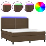  Box spring postelja z vzmetnico LED temno rjava 160x200cm blago, (20900159) | Shoptok.si