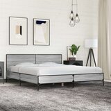  Posteljni okvir siva sonoma 200x200 cm inž. les in kovina | Shoptok.si