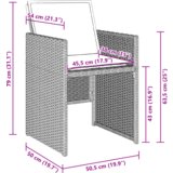 vidaXL 5-delna vrtna jedilna garnitura s blazinami Svetlo siva Poli Ratan, Vrtna miza Črna 80x80x73 cm Kaljeno steklo | Shoptok.si
