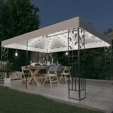 vidaXL sjenica s dva krova i LED svjetlosnim trakama 3 x 4 m bijela Cijene