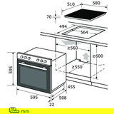 EXQUISIT Izvrsten set EHE185-HBZ-020 iz nerjavecega jekla, vgradni komplet s 60 pecico cm, 75 litrov in steklokeramicno | Shoptok.si