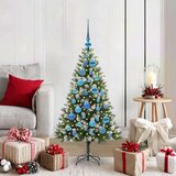 vidaXL Umjetna jelka s pantenom i pahuljicama Zelena i bijela 120 cm | shoptok.hr