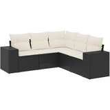  The Living Store Vrtna sedežna garnitura 5-delna z blazinami črn poli ratan - Vrtna Sedežna Garniture, (21451767) | Shoptok.si