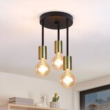 Nettlife Stropna svetilka s 3 žarnicami, E27, viseča, črno-zlata, z modernim industrijskim lestencem maks. 25 W, (22110700) | Shoptok.si