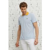 AC&Co / Altınyıldız Classics Men's Light Blue Slim Fit Slim Fit Polo Neck Short Sleeved Cotton T-Shirt. Cene