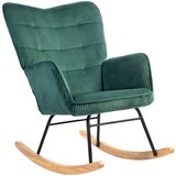 Nesta Gugalni fotelj z naslonjali za roke, rebrasta tkanina, lesene sani, temno zelen, relax stol za dnevno sobo in spalnico, (5000493747) | Shoptok.si