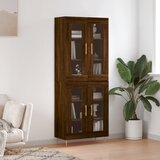 vidaXL Visoka komoda rjav hrast 69,5x34x180 cm inženirski les | Shoptok.si