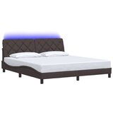  Posteljni okvir z LED brez vzmetnice temno rjav 180x200cm blago, (21792091) | Shoptok.si