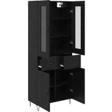 vidaXL Highboard Crni hrast 69,5 x 34 x 180 cm Konstruirano drvo | shoptok.hr