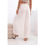 Kesi Włoski Women's wide-leg viscose trousers dark beige | Shoptok.si
