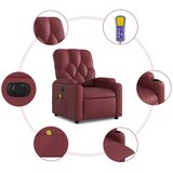  Električni masažni naslonjač od umjetne kože crvena boja vina | shoptok.hr