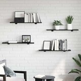 Police za knjige 4 pcs Crna 80 x 20 x 1,5 cm Konstruirano drvo | shoptok.hr