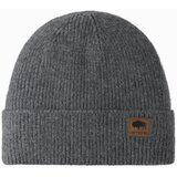 Ombre Men's knitted beanie cap with patch - grey melange | shoptok.hr