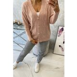 Kesi Buttoned sweater with wide sleeves powdered pink Cene