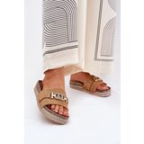 Boto Women's Slippers With Gold Detail On Platform With Glitter Camel Eanes | shoptok.hr