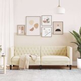 vidaXL Fotelja Chesterfield 3-sjed krem umjetna koža | shoptok.hr