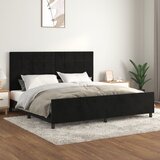 The Living Store Posteljni okvir z vzglavjem črn 200x200 cm žamet - Posteljni Okvir Z Vzglavjem, (21490664) | Shoptok.si