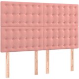 vidaXL Box spring postelja z vzmetnico roza 140x190 cm žamet | Shoptok.si