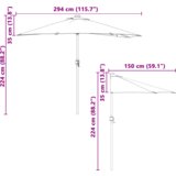 vidaXL Vrtni dežnik Taupe 294 x 150 x 224 cm blago | Shoptok.si