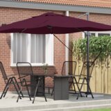 vidaXL Senčilo z ročico Bordeaux rdeča Poliester, Jeklo Veliko | Shoptok.si
