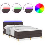Box Spring krevet s madracem &amp LED tamnosmeđi 140x190 cm tkanina | shoptok.hr