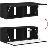 Crna Set omare za televizijo na steni 4 pcs Črna Konstruiran les, (5000132477) | Shoptok.si