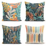 Minimalist Cushion Covers Komplet 4 prevlek za okrasne blazine Colorful Leaves, 45 x 45 cm Cene
