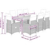  9-dijelni vrtni bistro set od poliratana s jastucima sivi Siva 190 x 90 x 75 cm | shoptok.hr