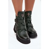 Zazoo Leather Insulated Women's Boots With Buckles And Decorative Detail Cene