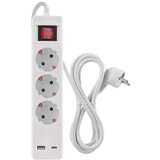 Emos Podalj&scaron;ek 2 m / 3 vtičnice / s stikalom / beli / 1&times; USB-A + 1&times; USB-C / 1,5 mm2 cene