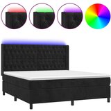 Box spring s madracem LED crni 160x200 cm baršun | shoptok.hr
